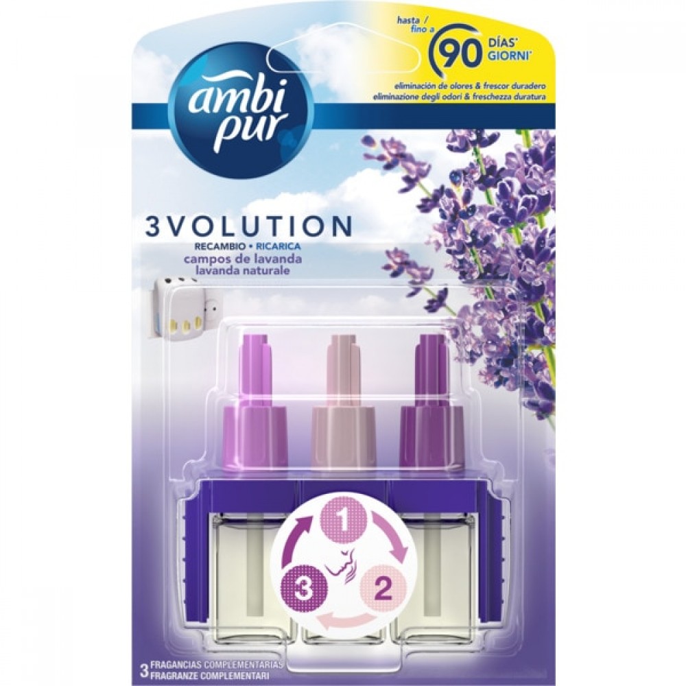 Ambipur Eléctrico Recarga 3 Volution Campos de Lavanda 20ml 1Un.