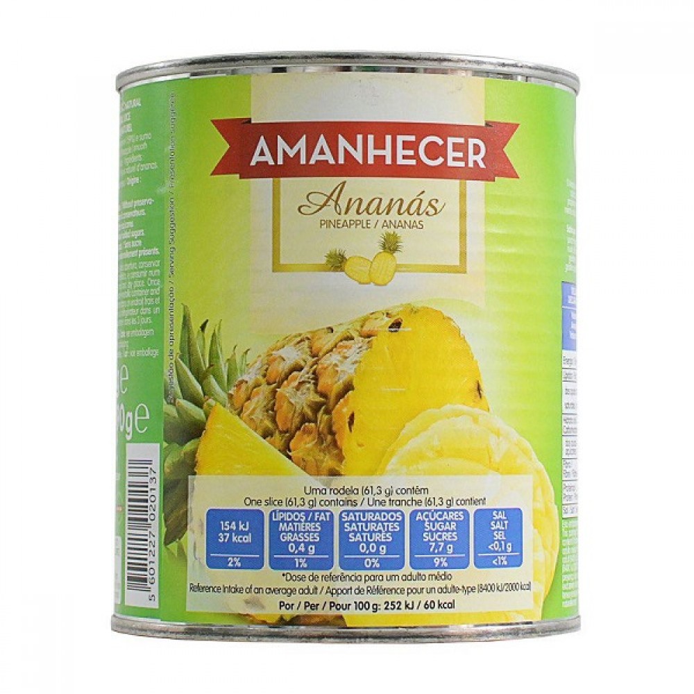 Amanhecer Ananas Rodelas Lata 825g 1Un.
