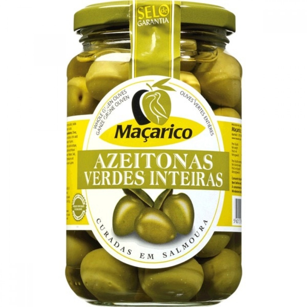 Azeitonas Verdes Inteiras 29/26 Maçarico 350g 1Un.