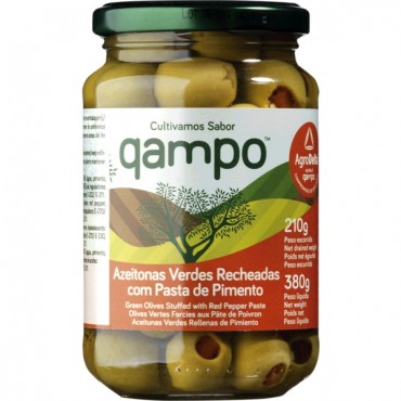 Azeitonas Verdes Recheadas Frasco Qampo 210g 1Un.