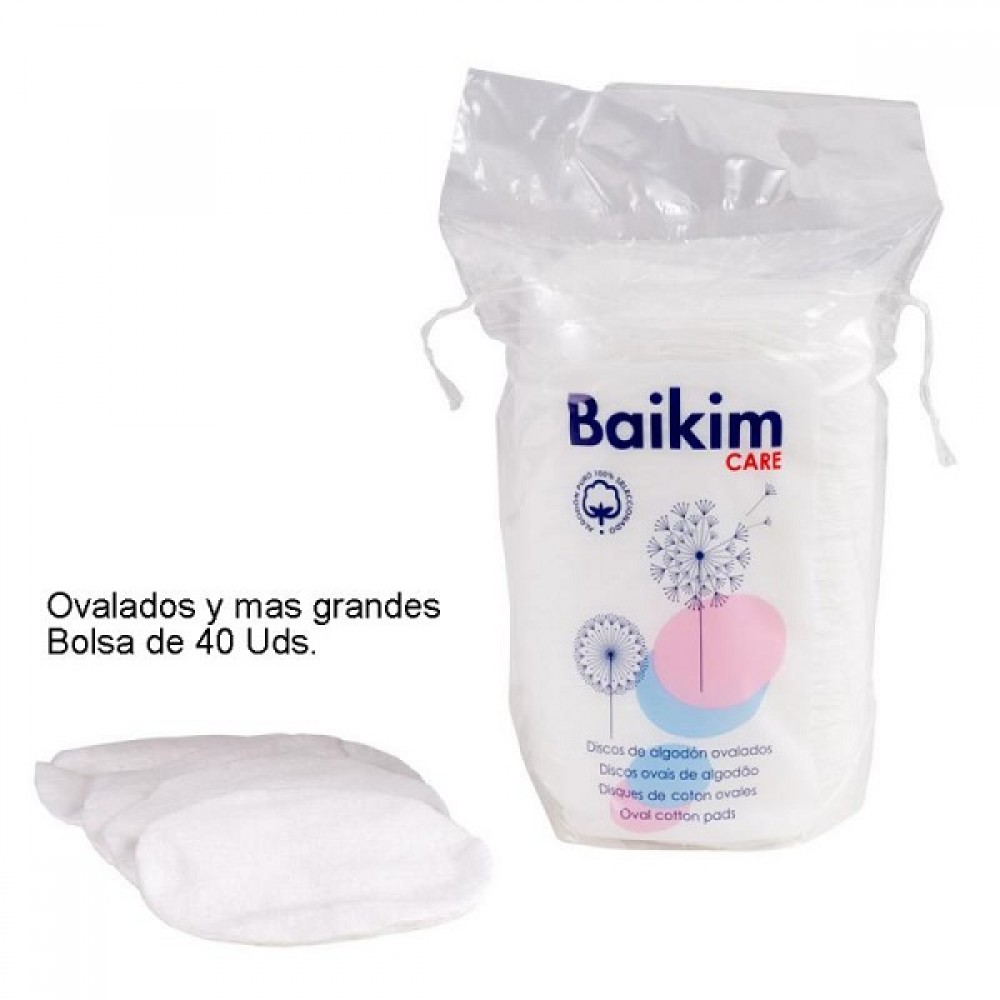 Discos de Remoção de Maquiagem Oval Baikim Care 40U 1Un.