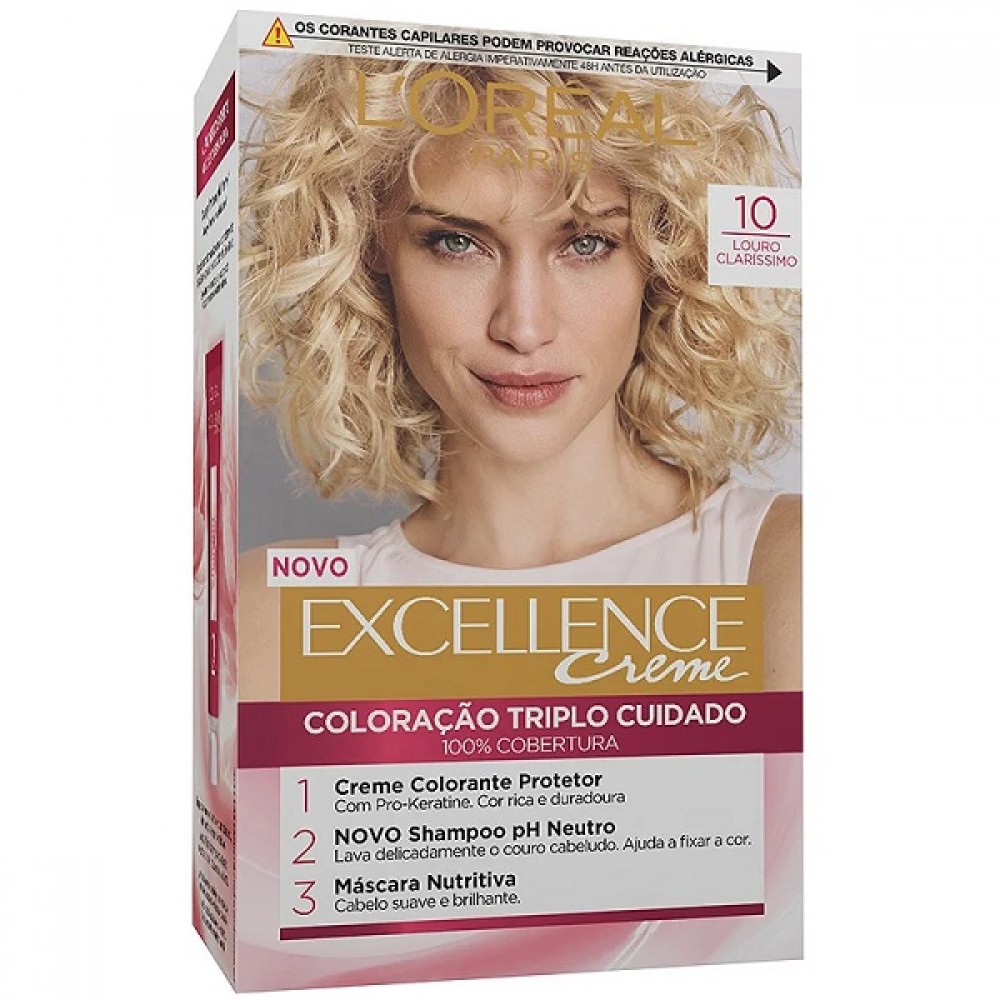 Excellence Creme Nº 10 Louro Clarissimo Coloração 192ml 1Un.