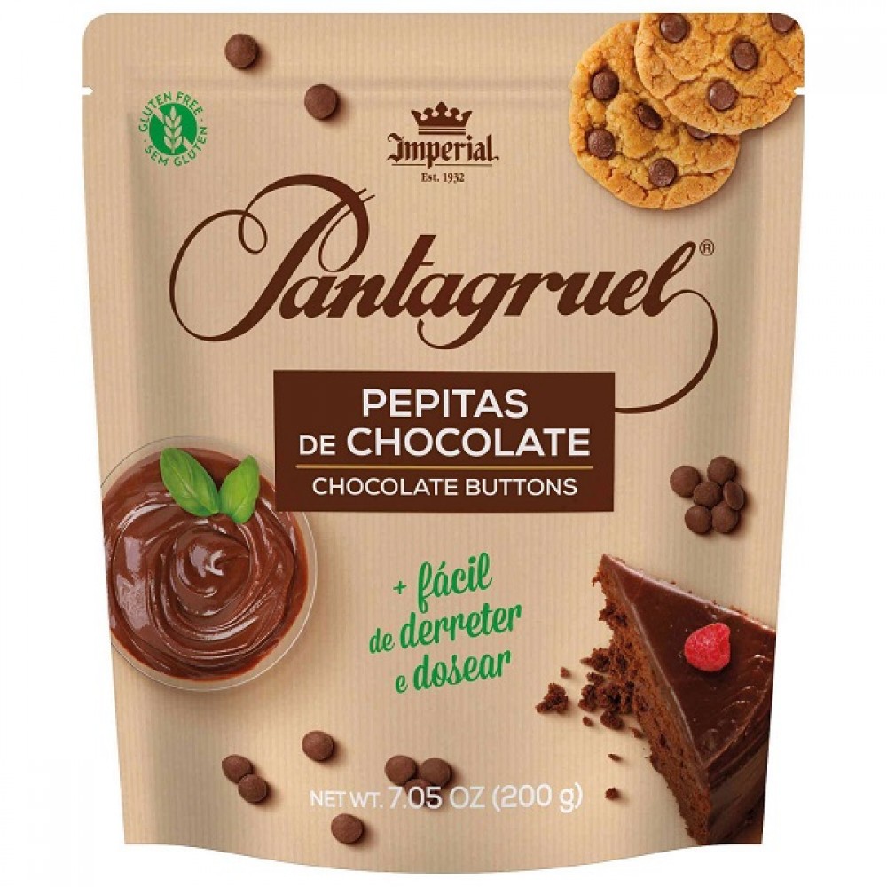 Pepitas Pantagruel Chocolate 43% Cacau Culinária 200g 1Un.