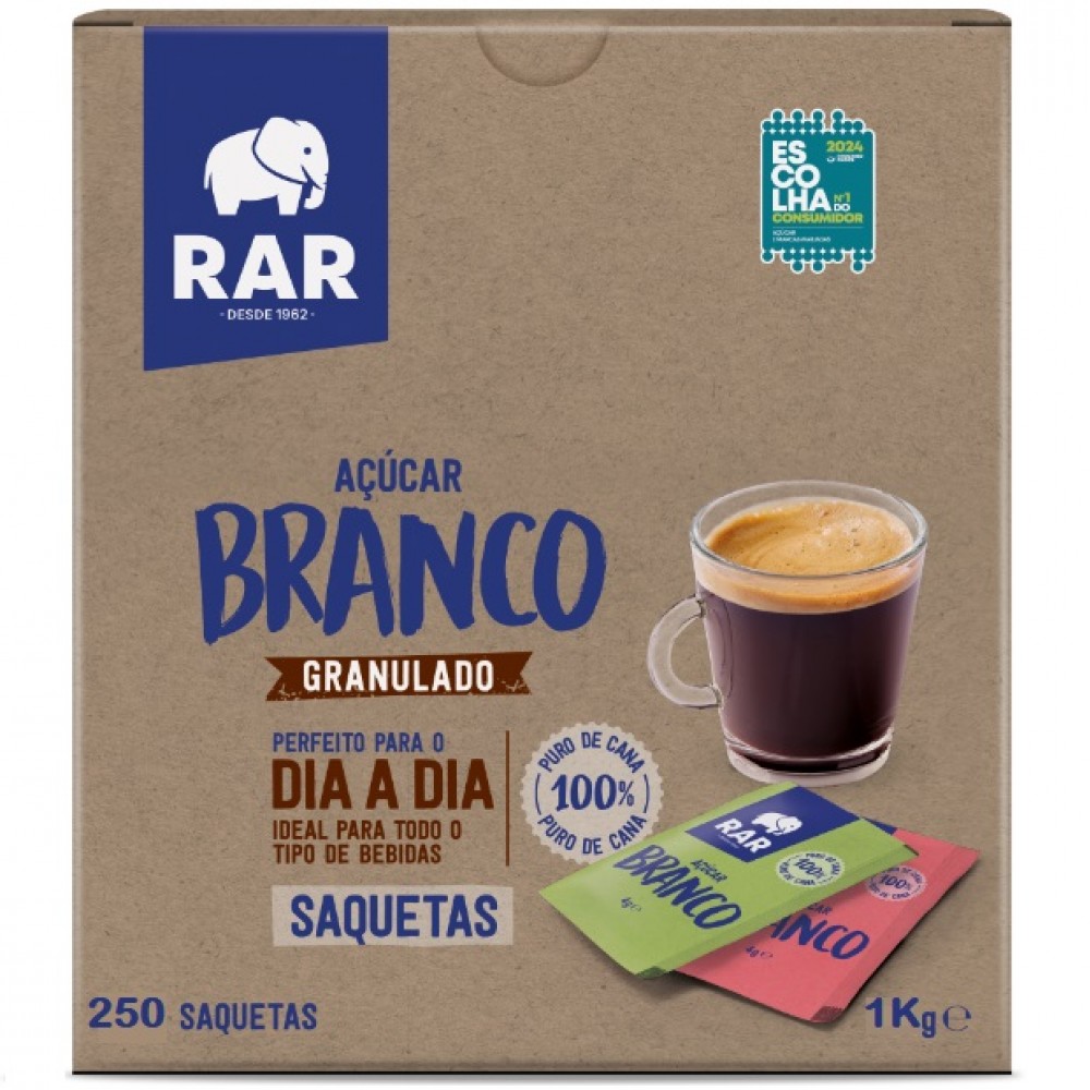 Rar 250 Saquetas Açúcar 1Kg
