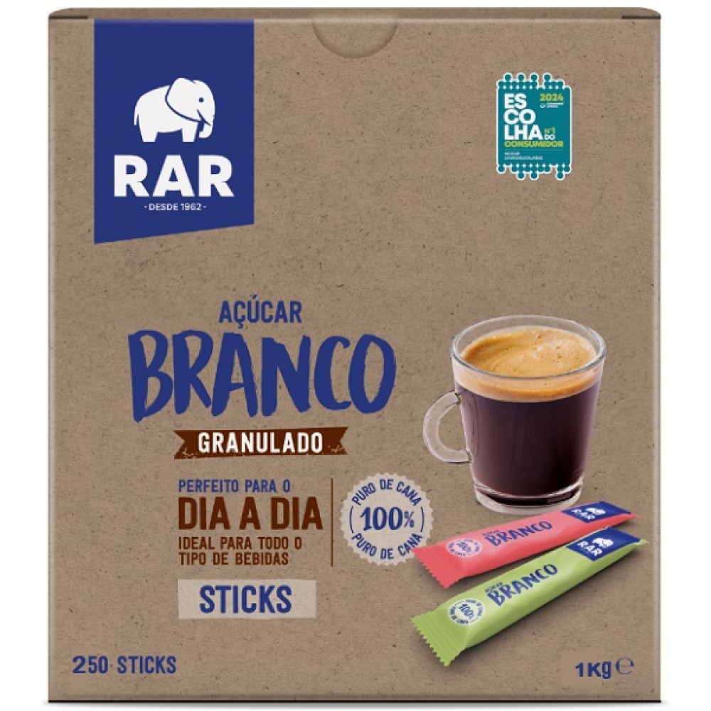 Rar 250 Sticks Açúcar 1Kg
