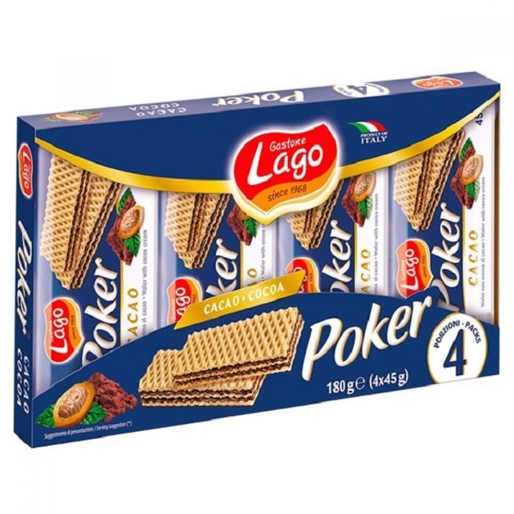 Lago Wafer Poker Cacao 4x45g